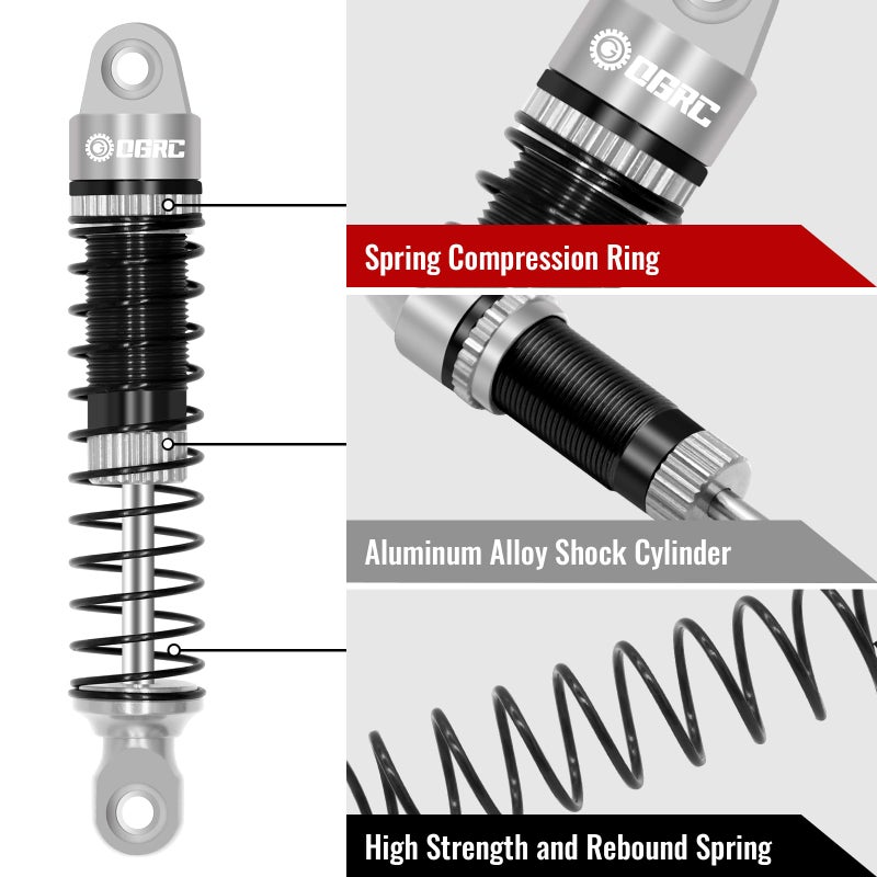 OGUNKE OGRC 59mm Shocks Absorber Oil Threaded Damper Threaded Shock Absorber for TRX4M 1/18 RC Crawler Upgrade Parts (Black Grey) - Image 3